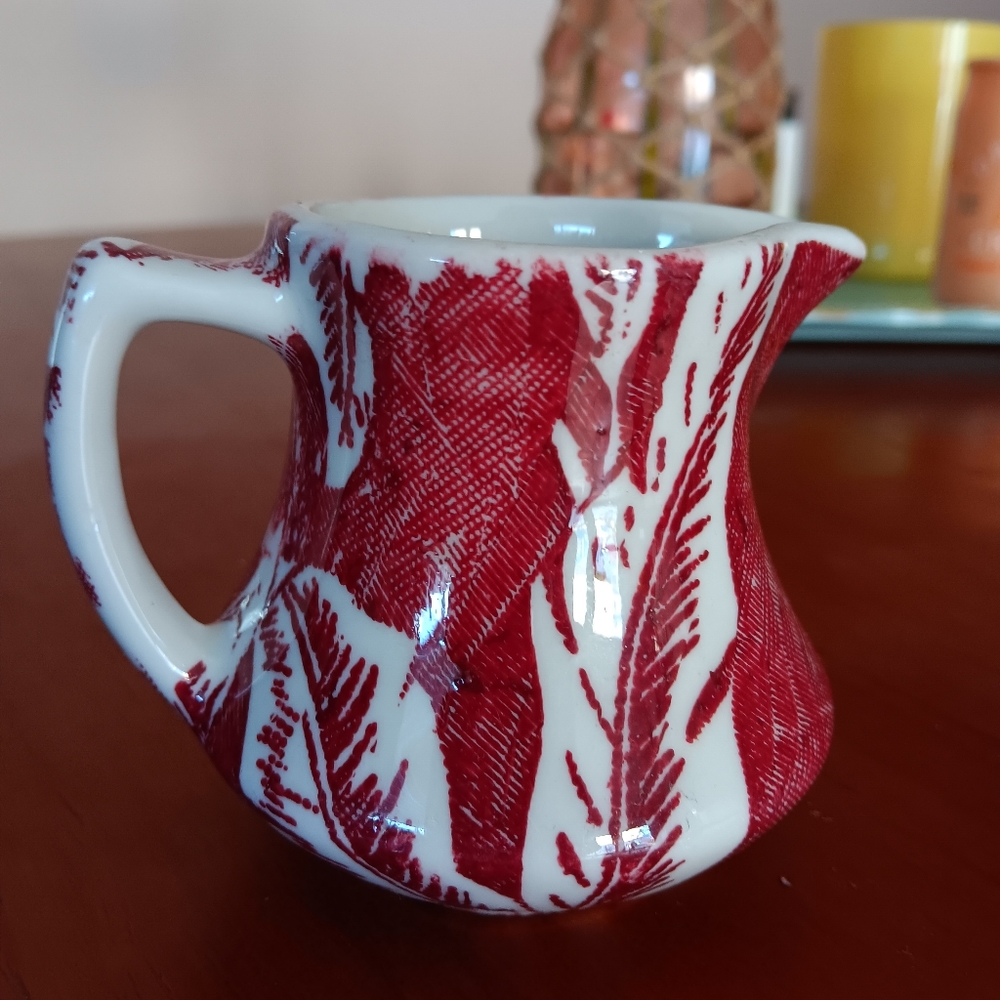 Vintage 50s Tepco USA China Red Banana Leaf Restaurant Ware Creamer